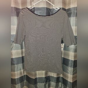 NWT Large American Living Top, Navy Blue & White Stripes, Criss Cross Open Back